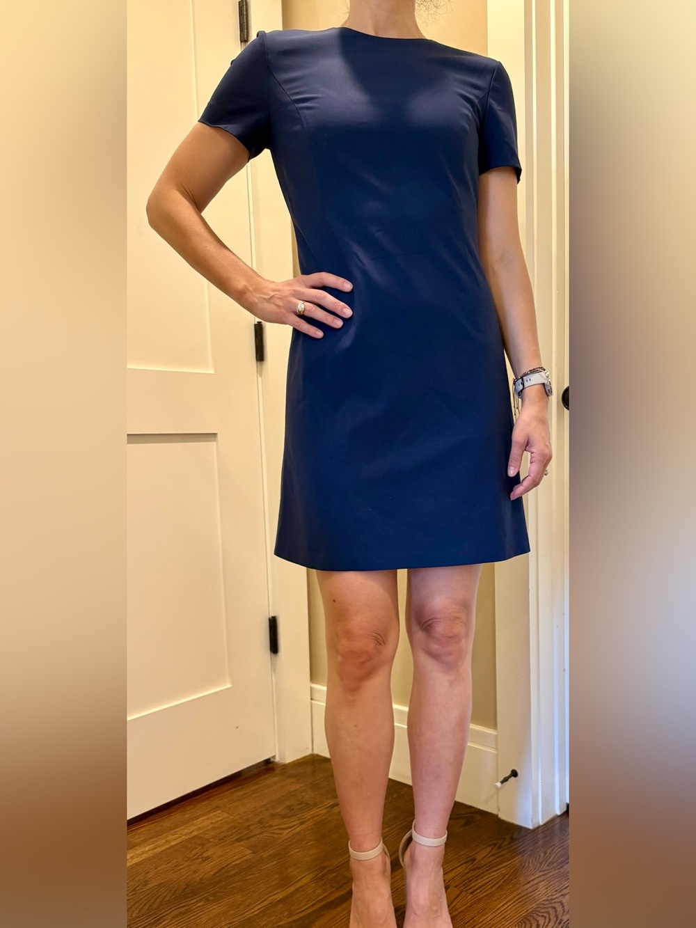 Theory Navy Short-Sleeve Shift Dress